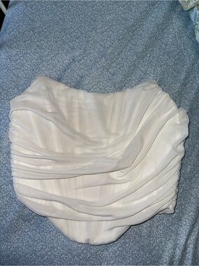 Draped Ivory Strapless Mini Skirt